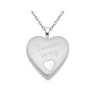 Sterling Silver Polished and Satin Heart Locket Pendant Necklace with Chain